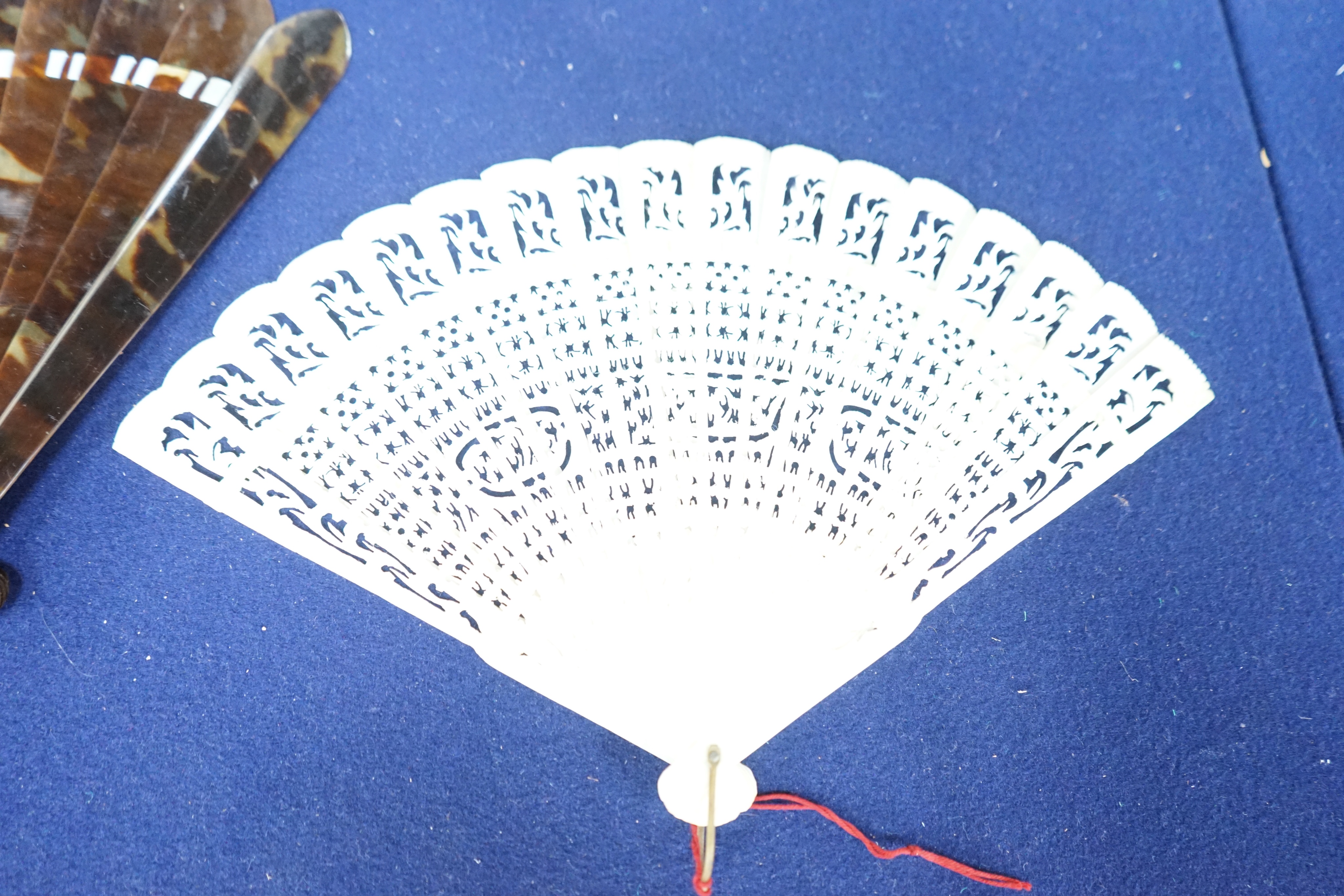 A collection of 10 fans, including some ivory and bone, 19th/early 20th century